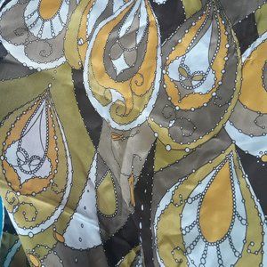 Silk Scarf Vintage Rectangle Shaped Bright Colors Bold Print Colorful
